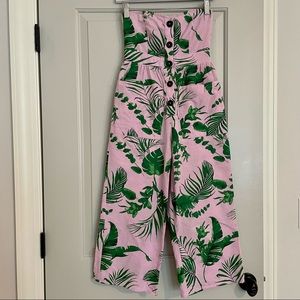 ASOS Bandeau Button Front Jumpsuit with Pockets in Tropical Print size 0